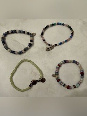 Handmade Beaded Bracelet Lot – 4 Colorful Stretch Bracelets